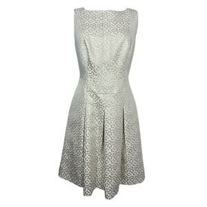 Lauren Ralph Lauren Boat Neck Metallic Fit and Flare Dress Gold Size 6 Twee